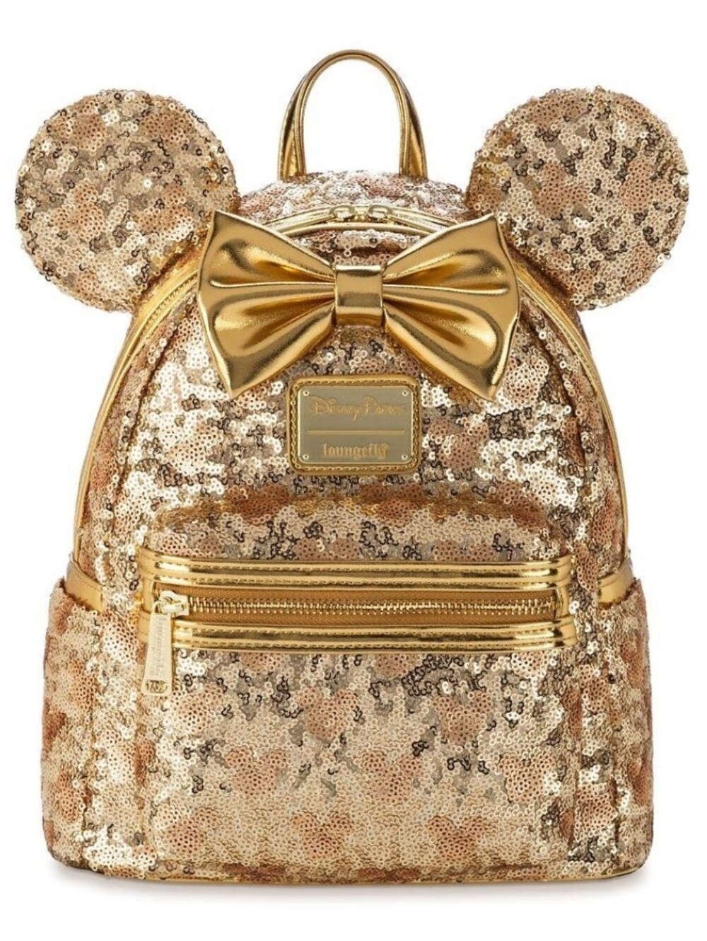 DisneyParks Minnie Mouse Gold Sequin Loungefly Mini Backpack Brand New With Tag